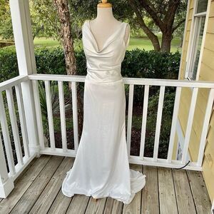 Celeb White Wedding Formal Dress with Drape Back | NWT